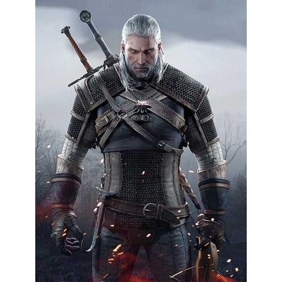 5D DIY The Witcher Diamond Painting Kit, Full Round Diamond Art, Mosaic Handicraft Kit, Suitable for Home Wall Decoration, Ideal Handmade Gift