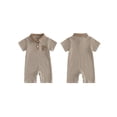 thumbnail image 2 of BemeyourBBs Western Baby Boy Summer Clothes Newborn Baby Boy Cowboy Outfit Waffle Knit Striped Romper Casual Sailboat Cowgirl Hat Boots Embroidered Button Short Sleeve Infant Jumpsuit, 2 of 9