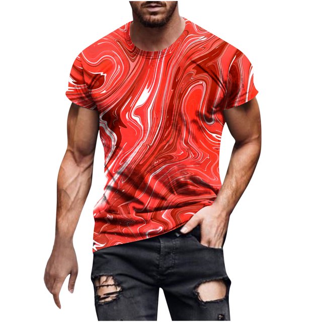 Birdeem Chemises pour Hommes Mode Hommes Confortables Imprimés Manches Courtes Col Rond Blouses Chemises