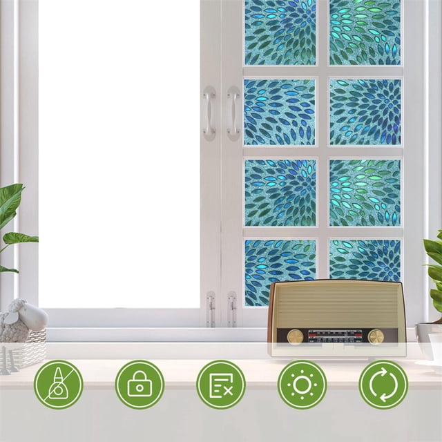 Película de privacidad para ventana, adhesivo estático para ventana, no adhesivo, vinilo decorativo para ventana 3D, calcomanías para vidrieras estilo k BLESIY película de privacidad de la ventana