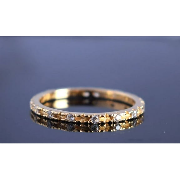 Topaz Full Eternity Wedding Band Ring Stacking Delicate Minimalist Ring 925 Sterling Silver Yellow Gold Plated Gemstone Jewelry For Women Gift