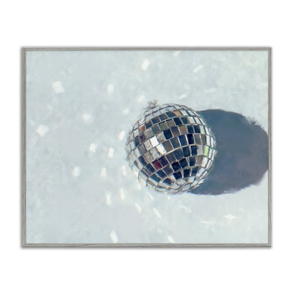 Stupell Industries Glam Disco Ball Glimmer Reflection Gray Framed Giclee Art, 20 x 16, by Ziwei Li