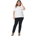 thumbnail image 4 of DARING DIVA Women's Plus Crew Neck Cotton Linen Blouse 1X White, 4 of 6