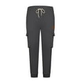 thumbnail image 5 of ZQUUVOU Mens Cargo Joggers Sports Pants Elastic Waist Long Pants Dark Gray, 5 of 8