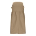 thumbnail image 5 of Womens Tank Tops- Women's Summer Sleeveless Mini Dress V Neck Linen Cami Loose Swing Flowy Sundress Casual Beach Coverup Vacation Dress Khaki L, 5 of 6