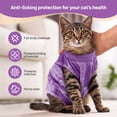 thumbnail image 5 of IDOMIK Cat Recovery Suit, Post-Surgery Onesie to Prevent Licking, Cone of Shame Alternative Surgical Spay Suit for Male Female Cat, Purple, M, 5 of 8