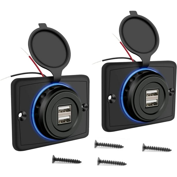 Enchufe USB doble de 12 V, montaje en panel empotrado, puerto USB de 3,1 A, cargador de coche rápido hembra resistente al agua para autobús, RV, barco, automotriz, marino, ATV, camión, carrito de golf