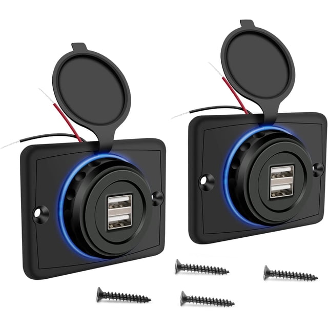Enchufe USB doble de 12 V, montaje en panel empotrado, puerto USB de 3,1 A, cargador de coche rápido hembra resistente al agua para autobús, RV, barco, automotriz, marino, ATV, camión, carrito de golf