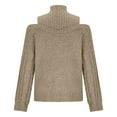 thumbnail image 5 of Tuphregyow Women's Slouchy Long Sleeve Crochet Sweaters Trendy Solid Loose Relaxed Off Shoulder Leisure Baggy Cute Sweater Tops Fashion Turtle Neck Pullover Khaki S, 5 of 6