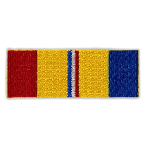 Motorcycle Jacket Embroidered Patch - Combat Veteran Service Ribbon Bar - Vest, Cut, Leathers - 3.5" x 1.25"