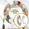 thumbnail image 3 of Designart "Hexagon Rustic Mosaic" Geometric Rund Mirror For Wall Decor - Large Brown Round Print Mirror - Round Modern Mirror - Wall Mounted Round Large Mirror - 23" x 23", 3 of 6
