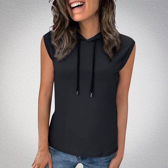 Women Vest Tops V Neck Casual Summer Tee Tops Sleeveless Cotton Solid Color Ladies Vests Tank Tops Black XXL