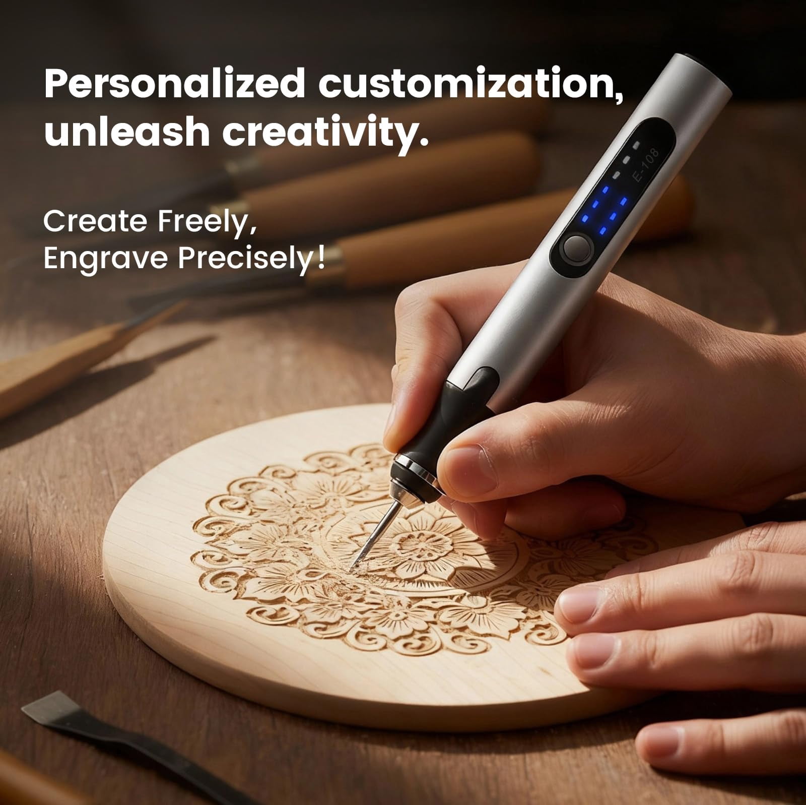 Portable Engraving Pen – Precision Tool with Adjustable Power for Wood, Metal, Glass, Plastic, and Stone (Includes Multiple Engraving Bits)