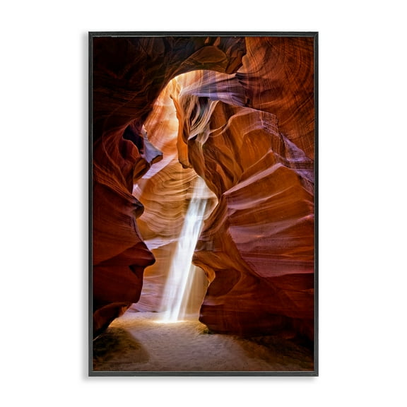 Stupell Industries Sun Rays in Beach Cavern Landscape & Nature Photography Black Framed Art Print Wall Art, 12 x 18