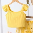 thumbnail image 4 of Bainana Girls 2 Pieces Casual Set Summer Outfit Solid Color Sleeveless Tank Top With Floral Print Mesh Skirt Stylish Fit Playwear Teen Girls Breathable Clothing Set Yellow Size 9-10 Years, 4 of 9
