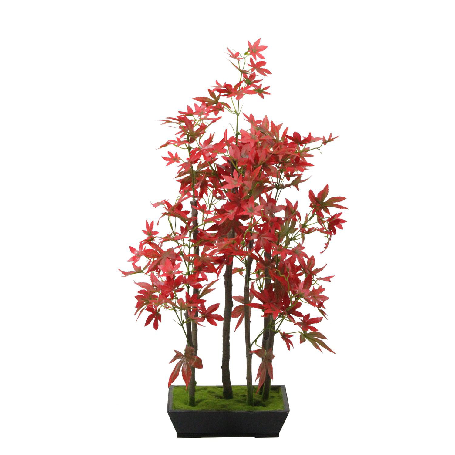 25 Artificial Red Japanese Maple Bonsai Tree With Weathered Base Walmart Com Walmart Com