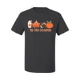thumbnail image 2 of Wild Bobby Tis' The Season Pumpkin Spice Leaves Football Pumpkins Stars Halloween Men Tee, Charcoal, 5X-Large, 2 of 6