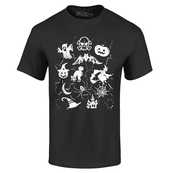 Shop4Ever Men's Halloween Mash Witch Skull Pumpkin Ghost Cat Graphic T-shirt XX-Large Black