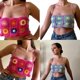 thumbnail image 2 of Women Summer Sleeveless Square Neck Strappy Camisole Vests Ethnic Hollowed Crocheted Knitted Flower Beach Crop Tube Top rose Red, 2 of 4