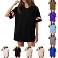thumbnail image 2 of longantii Jersey Shirts for Women Y2k Solid Color Football Jerseys Oversized Short Sleeve V Neck Athletic T-Shirts Casual Loose Streetwear Summer Tops Practice Sports Uniforms Black L, 2 of 7