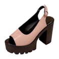 thumbnail image 2 of Lenago Women's Platform High Heel Sandals Open Toe Chunky Heel Slides Dress Shoes Backless Loafers Slip On for Summer Party Night Out Pink 5.5, 2 of 9