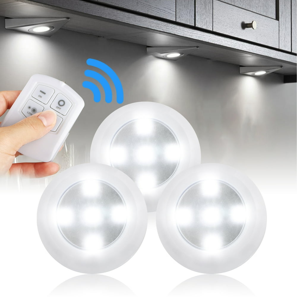 3pack Wireless Stick On LED Remote Control Tap Light Bright Under