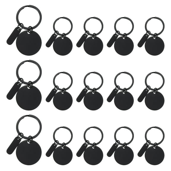 Uxcell Stainless Steel Engraving Keychain Blanks, 15Pcs Metal Laser Engravable Stamping Blanks, Black (Round)