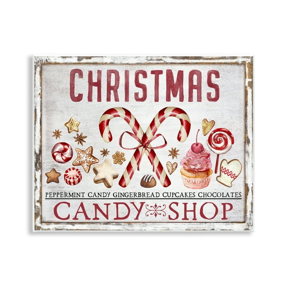 Stupell Industries Candy Shop Christmas Holiday Painting Unframed Art Prints Wall Art, 14 x 11