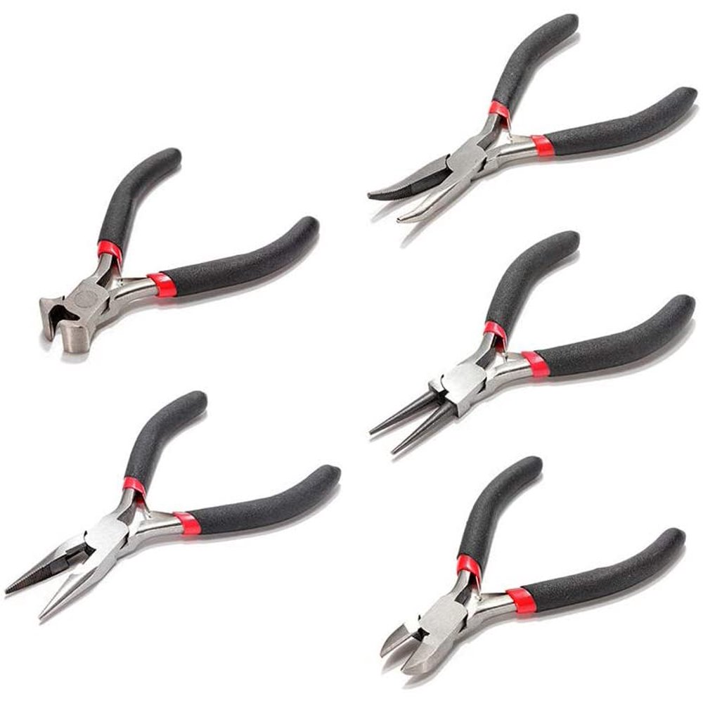 INTSUPERMAI 5pcs Jewelers Pliers Set Jewelry Grip Vise Needle Cutters Beading Wire Wrapping
