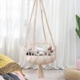 thumbnail image 5 of Cat Bed Hammock | Window Perch Swing Seat for Large Cats | Indoor Outdoor Hanging Basket with Sturdy Cotton Rope | Space Saving Wall Shelf | 15x15x14in | Beige | Holds Up to 11lb, 5 of 8