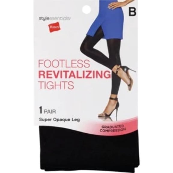 Style Essentials by Hanes Footless Revitalizing Tights, Black, Size B | CVS