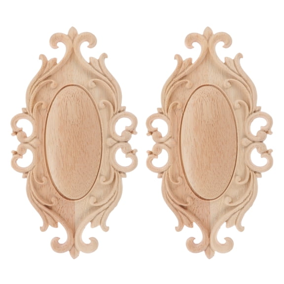 Wood Carving Decals 2 Pcs Unpainted Frame Furniture Home Decoration Décor Accents Cupboard Wooden Applique Woodcarving