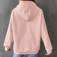 thumbnail image 4 of Shirts for Women Trendy Fall Winter Loose Fit Hooded Long-sleeved Puff Cold Shoulder Hoody Footprint Print Leisure Cotton Hoodie Sweatshirt(Pink,XL), 4 of 7