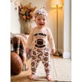 thumbnail image 3 of Loicainy Infant Baby Boy Fall Outfit 3 6 12 18 Months Football Embroidery Long Sleeve Romper Pants Hat Clothes Set, 3 of 9