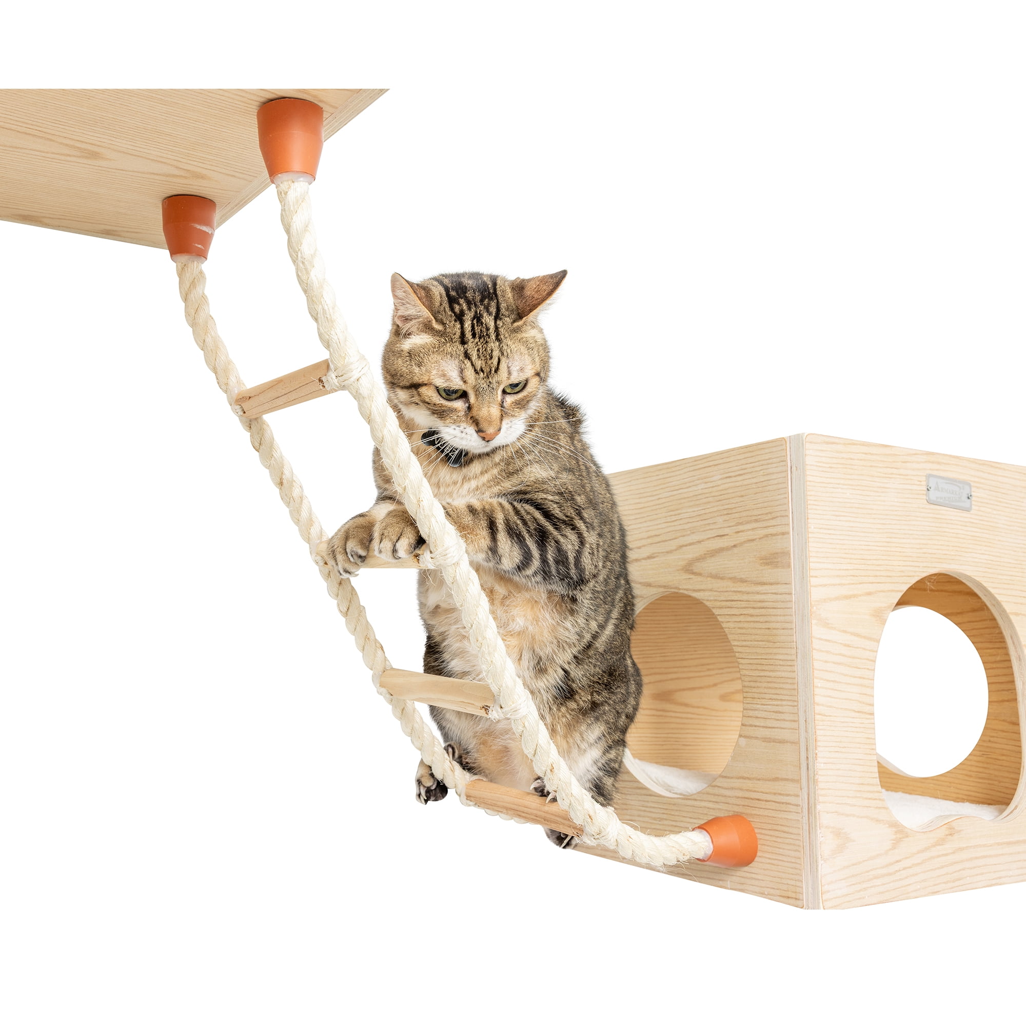 Armarkat W1907E Wall-Mounted Cat Climbing Ladder Solid Wood Sisal Rope 28"