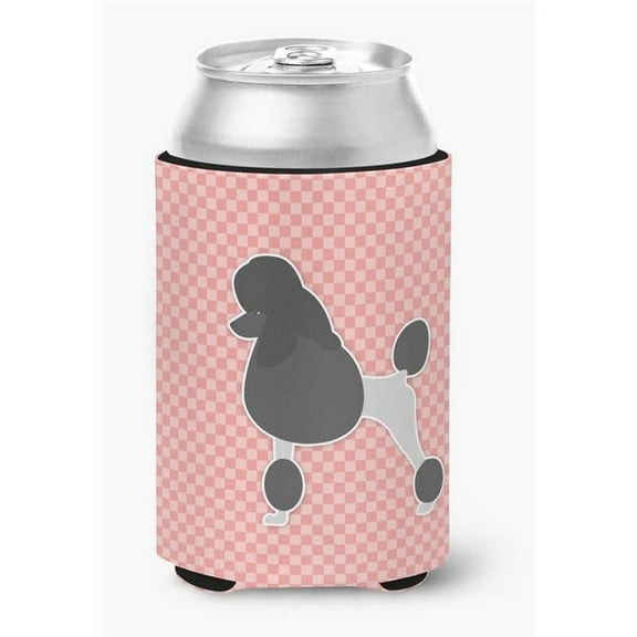 Poodle Checkerboard Pink Can or Bottle Hugger