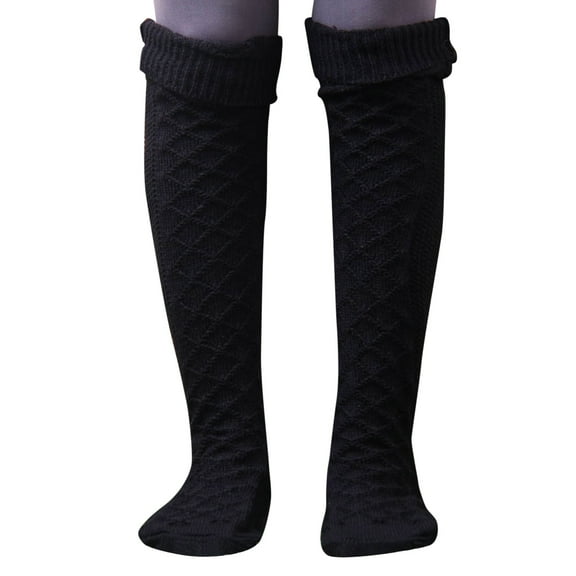 Generic Ladies Thick Knit Thigh-High Stockings Women Autumn And Winter Solid Color Knit Over The Knee Socks Womens Stretchy Knit Knee-High Socks