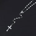 thumbnail image 4 of Rosario cristiano de perlas para hombres y mujeres, collar con crucifijo, recuerdo de oración (blanco), 4 of 7