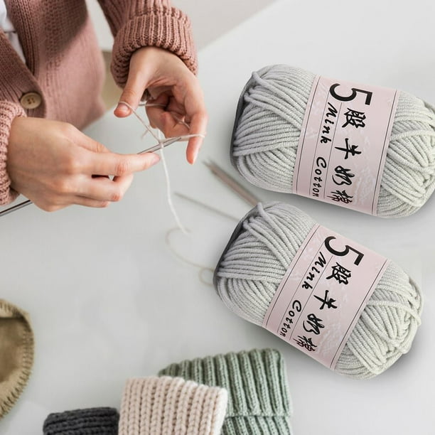 Hilo de ganchillo de algodón con leche 5 hilos | Ovillo de 50g 325m de longitud | Colores suaves, duraderos, a la luz del sol | Mezcla acrílica para suéteres, muñecas, sombreros, bufandas |
