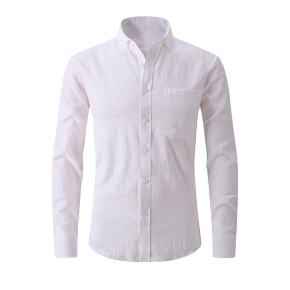 Eagokdc Man Fashion Shirts Casual Pullover Button Down Collar Long Sleeves Big and Tall Shirt With Pocket Size S-2XL