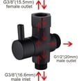 thumbnail image 5 of 3 Way Diverter Brass Shut Off Valve 3/8-12/17 Adapter For Toilet Water Line,black, 5 of 5