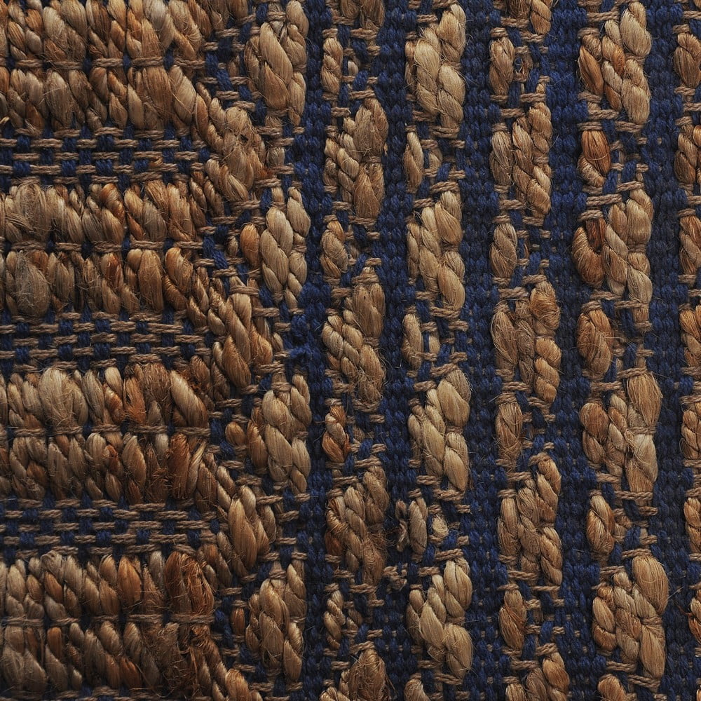 Woven Paths Ollie 7'9" x 9'9" Brown/Blue Striped Geometric Braided Jute Indoor Area Rug