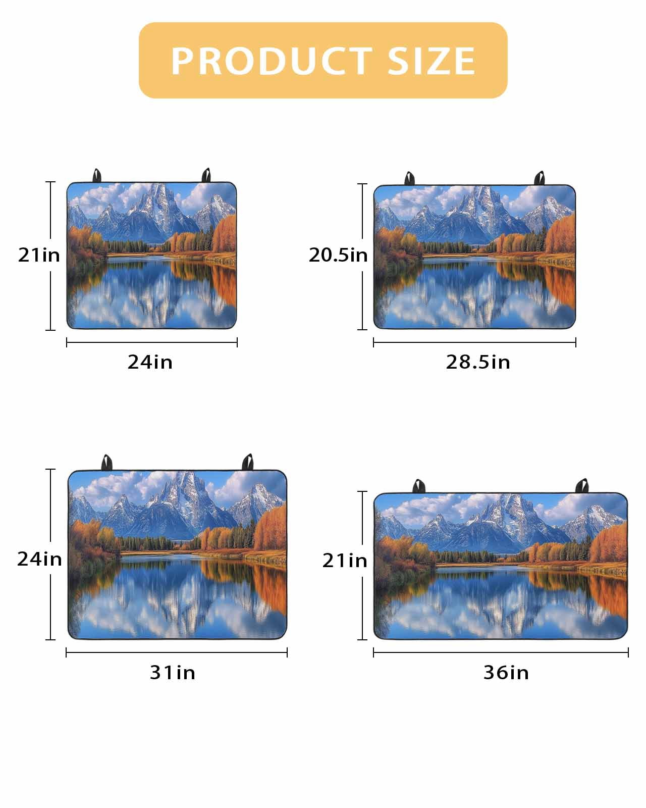 nqOlkjepod Large Induction Cooktop Protector Mat 24"x21", Blue Mountain Stove Top Covers for Electric Stove, Modern Art Yellow Trees Lake Decorative Stove Burner Cover Mats, Glass Top Stove Cover