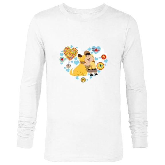 Disney and Pixar’s Up Russel and Dug Heart - Long Sleeve T-Shirt for Men – Customized-White