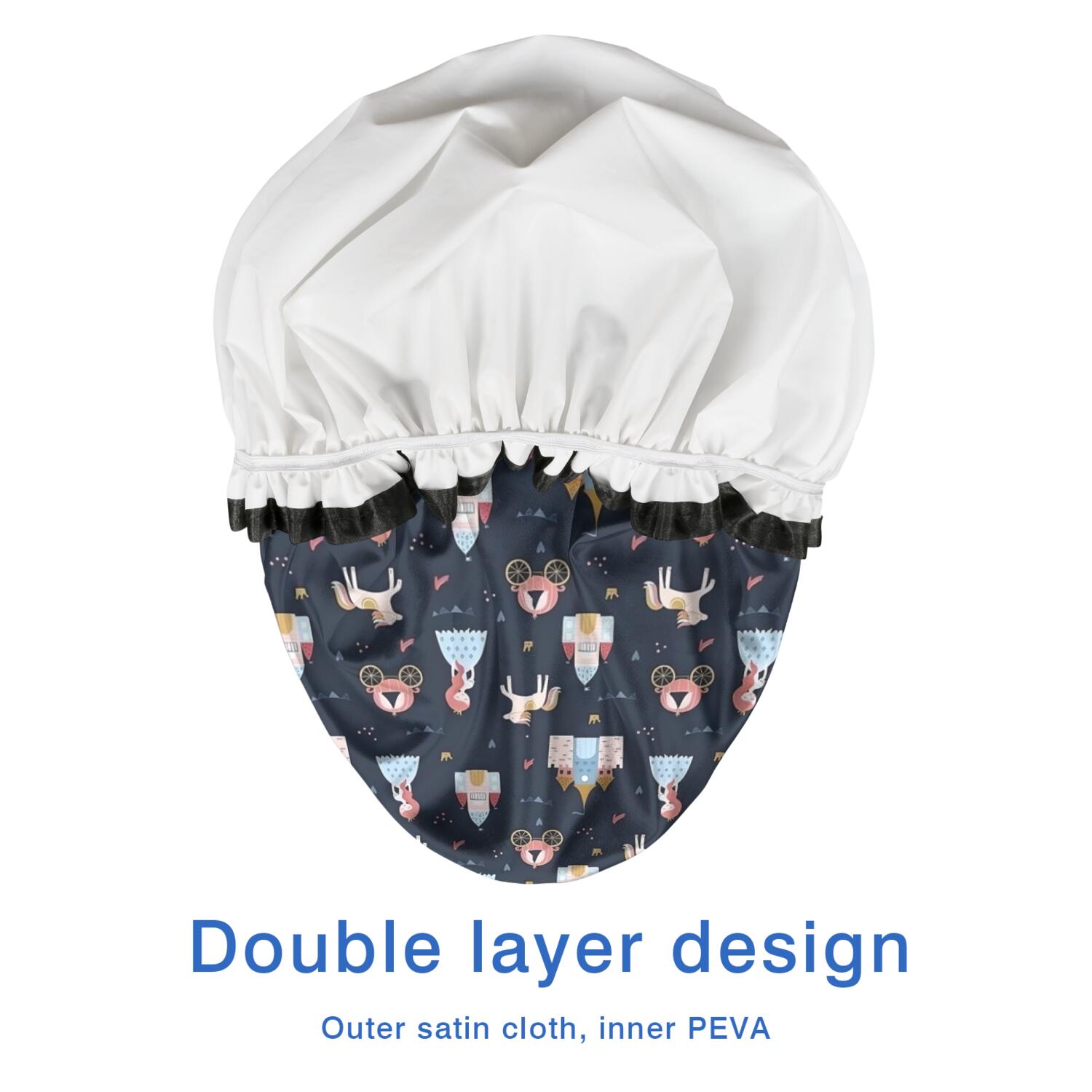 Shower Caps,Dark Princess Castle Pattern Waterproof Shower Cap for Women 4 Pieces,Double Reusable Hair Cover for Shower PEVA Elastic Stretch Hem