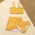 thumbnail image 4 of GYRATEDREAM Girls 3 Piece Swimsuit Bathing Suit Bikini Set with Cover Up Swimwear Kid Beach Skirt, Yellow 8-10 Years, 4 of 6