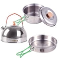 thumbnail image 1 of Collapsible Camping Cookware Stainless Steel for 1-2 People Cooking Pot Frying Pan Suitable for All Stove Types Lightweight and Portable All-in-One Camp Cookware Set, 1 of 6