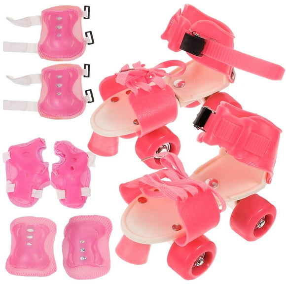 HLONK Children‘s Double Row Quad Roller Skates Set Beginner Rollerskate Adjustable for Kids Skating Shoe Toddler