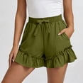 thumbnail image 2 of Aboser Women's Summer Boho Shorts Cute Ruffle Hem Beach Shorts Casual Elastic Waist Short Pants Lightweight Wide Leg Shorts Loose Fits Lounge Shorts with Pockets, 2 of 8