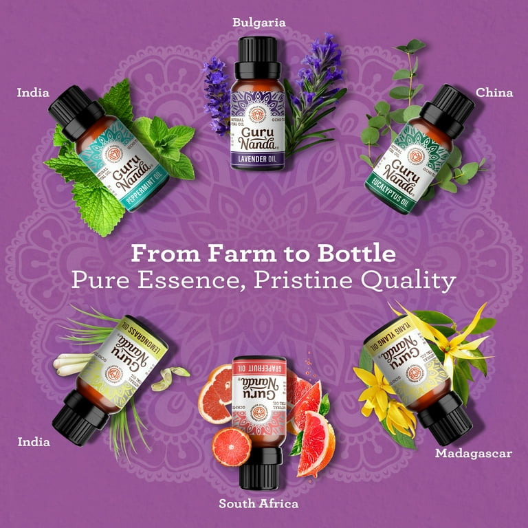 GURU NANDA Essential Oils Set of 6 100% Pure Therapeutic-Grade